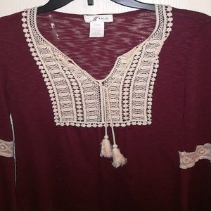 Burgundy boho top